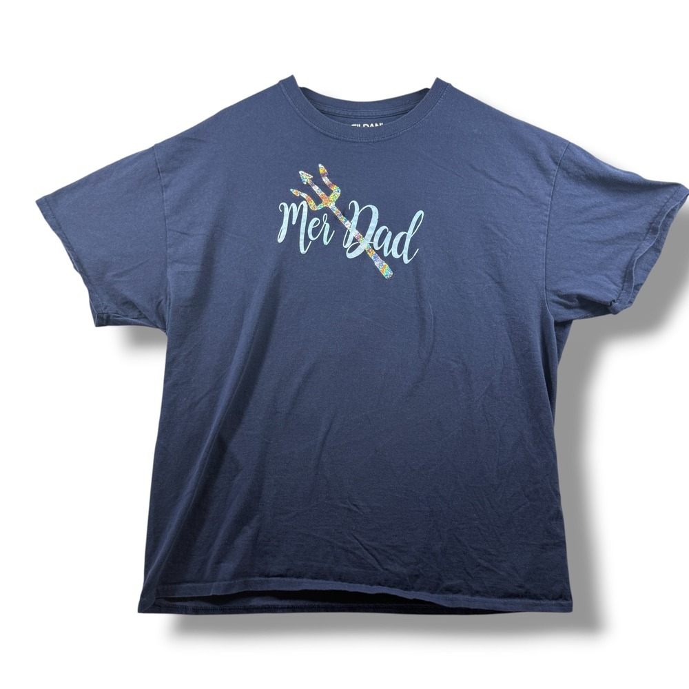 Gildan Mer Dad Trident Graphic T-Shirt Mens XL Navy Blue Cotton Short Sleeve Tee